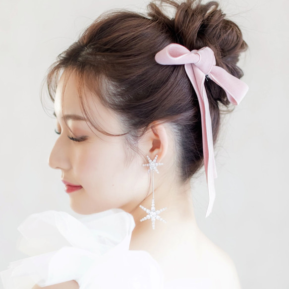 【ゼクシィ掲載】  星モチーフ ウェディングピアス　結婚式  ブライダル　ウェディング IE02 1枚目の画像