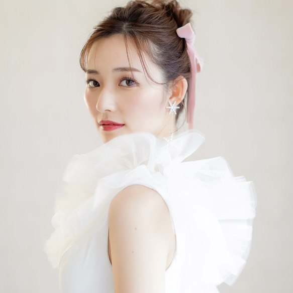 【ゼクシィ掲載】  星モチーフ ウェディングピアス　結婚式  ブライダル　ウェディング IE02 2枚目の画像