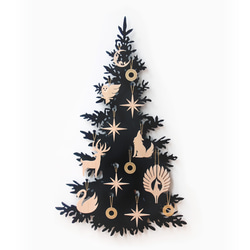星降る夜(ツリー込み・マットブラック)クリスマスツリーおしゃれ大人モダン北欧壁掛けオーナメント 1枚目の画像