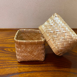 竹細工 小物入れ 見せる収納に大活躍！ 足付き竹小物入れ 大きいサイズ フリー