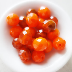 チェコ ファイアポリッシュビーズ クリアオレンジ&オレンジ(不透明) 10×9.5mm (5個) 6枚目の画像