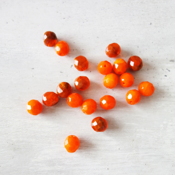 チェコ ファイアポリッシュビーズ クリアオレンジ&オレンジ(不透明) 10×9.5mm (5個) 7枚目の画像