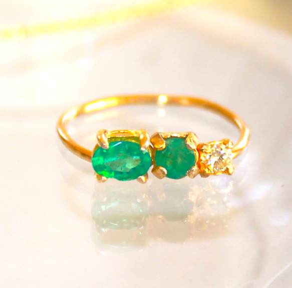 - beautifull precious - k18gp Emerald & Diamond Ring 2枚目の画像