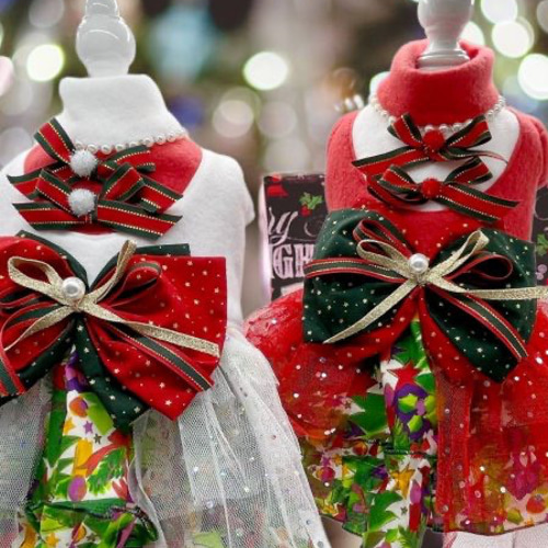 犬服／猫服 クリスマス ツリー柄ワンピース [CH2201] ペット服