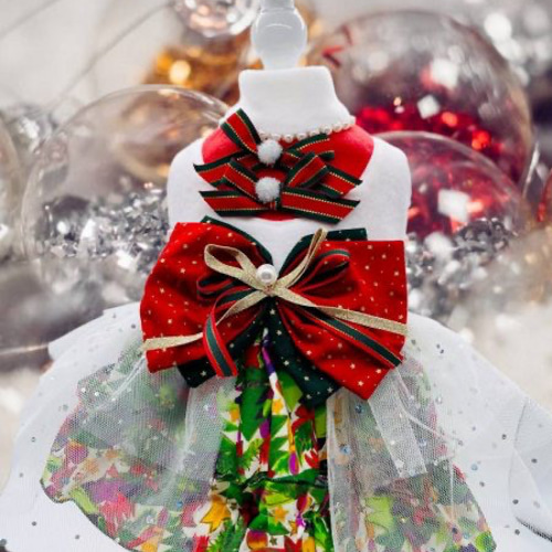 犬服／猫服 クリスマス ツリー柄ワンピース [CH2201] ペット服