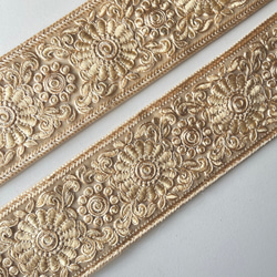 【*100cm】インド刺繍リボン　ベージュ　チュール　GN460 6枚目の画像