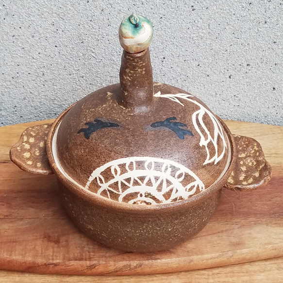 送料無料★1,500円お値引き済★ゾウさん土鍋【ご飯が炊ける土鍋・鼻ちょうちん】皮むき青りんご栓 鼻ちょうちん 5cｍ