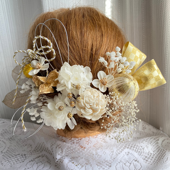 ヘッドドレス～ソラフラワーのエアリーホワイトstyle～ 髪飾り ドライフラワー ヘッドドレス～ソラフラワーのエアリーホワイトstyle～ 髪飾り