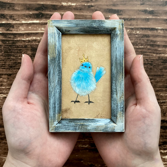 小さな絵画 小さな絵画 スズメ①/原画 日本画 かわいい 動物 鳥 絵画 紫苑