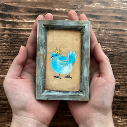 【受注制作】小さな絵画　青い鳥④ /原画　日本画　かわいい　動物 1枚目の画像