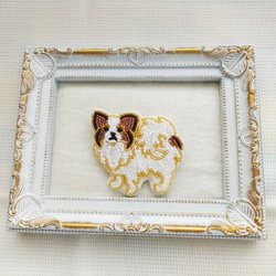ビションフリーゼ ビーズ刺繍ブローチ ブローチ kururu98 通販