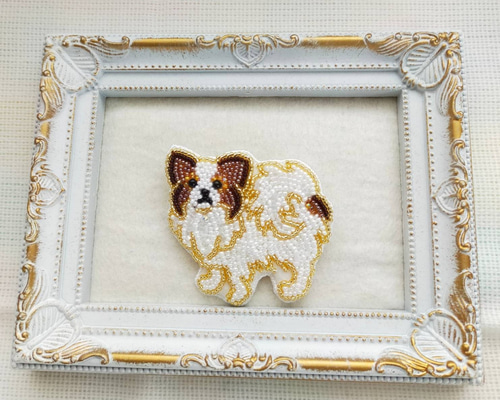 パピヨンブローチ ビーズ刺繍 ブローチ kururu98 通販 14809459