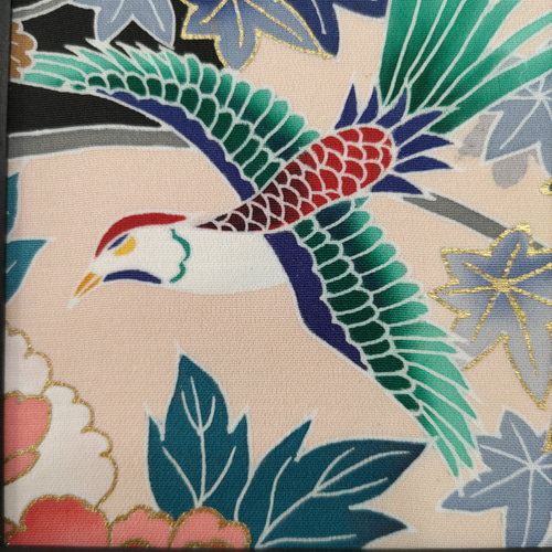 屏風 鳳凰柄 古布