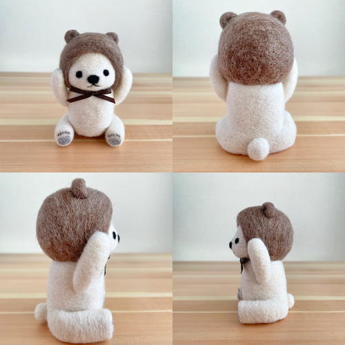お互いに憧れてた仲良しクマさん*羊毛フェルトのマスコット2体 お互いに憧れてた仲良しクマさん*羊毛フェルトのマスコット2体