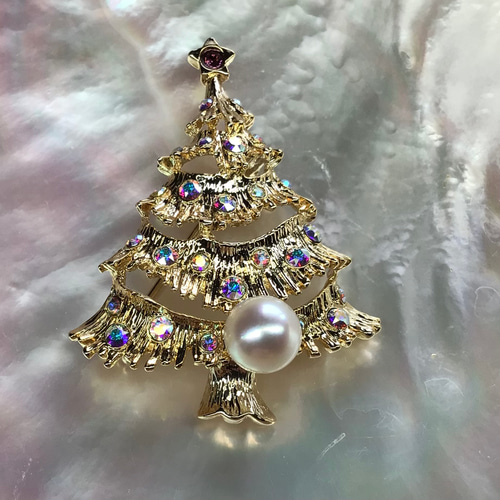あこや真珠クリスマスツリーブローチ ブローチ Maruyama Pearl 通販