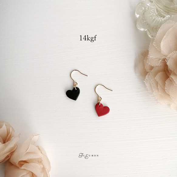 14kgf miniハートピアス red×black 染料仕上げ【受注制作】 垂墜