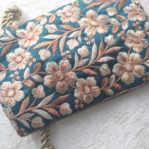 インド刺繍リボンの巾着ポーチ 巾着袋 涼 通販 14810431｜Creema