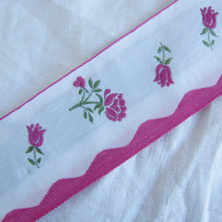 【1mカット】巾5cm刺繍テープ薔薇模様フランスヴィンテージ 3枚目の画像