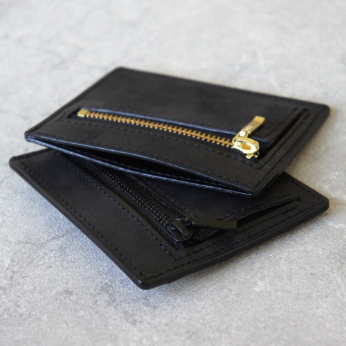 creemaコンパクト財布 極薄フラグメントケース ミニ財布 ミニウォレット（ブラック