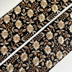 【50cm】インド刺繍リボン　ブラック　シルク　GN467 5枚目の画像