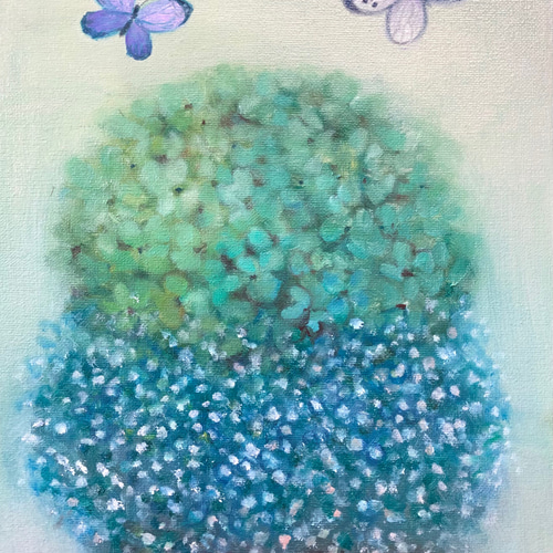 油絵 原画 オリジナル 「アナベルとかすみ草」送料無料 絵画 Masako 