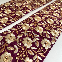 【在庫SALE♡50cm】インド刺繍リボン　パープル　シルク　GN467 2枚目の画像
