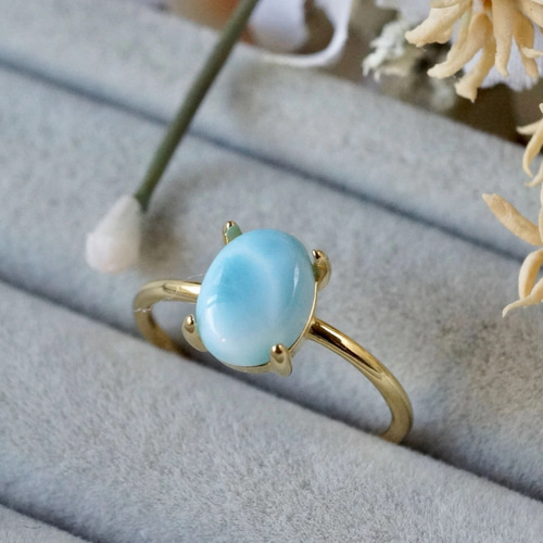 羽ラリマー シルバー製ゴールドカラー ラリマー＆スイスブルートパーズ オーシャン