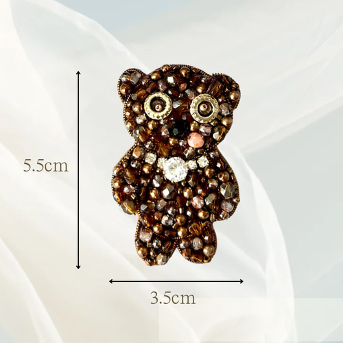 テディベア☆ビーズ刺繍ブローチ ブローチ beads syurippi 通販