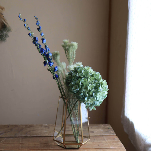 ドライフラワー】あじさい枝付き ブルー・グリーン系 【 Lサイズ