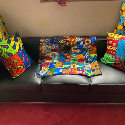 アフリカン パッチワーク膝掛け♪ アフリカンファブリック アフリカ  