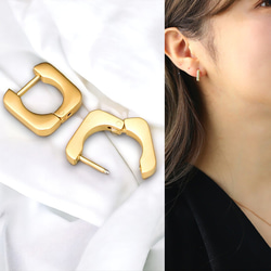 フープピアス 18k 小さめ アレルギー対応 18金 スクエア 四角 中