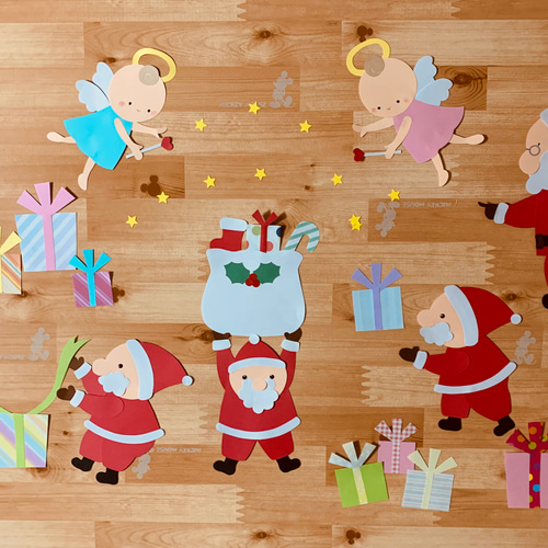 壁面飾り【もうすぐクリスマス】クリスマス サンタクロース 天使