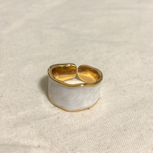 白　純金製　指輪　金の指輪 ☆CICI☆ 18KGP 琺瑯 指輪 リング ring 白 J0027W 指輪・リング