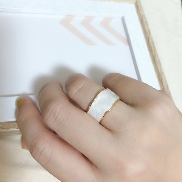 ★CICI★　18KGP　琺瑯　指輪　リング　ring　白　J0027W 5枚目の画像