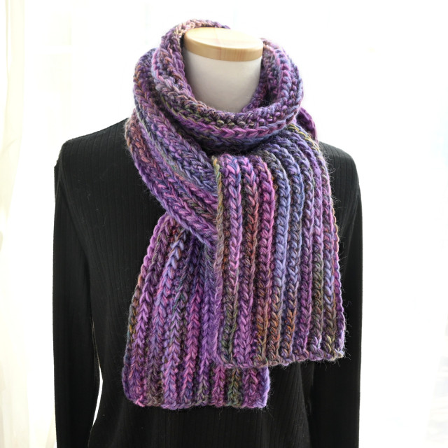 コーデュロイ風 グラデーション マフラー 《ダークパープル》