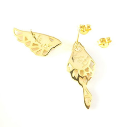 本物の蝶の羽　アシンメトリー バタフライ  ピアス  ドクソコパチェルビナ　[zps088g-gr] 3枚目の画像