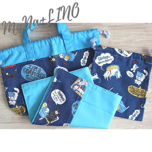 入学 入園 ランチ3点セット アメコミ猫 弁当袋 巾着袋 ランチョン