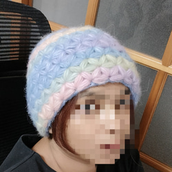 綿菓子ぼうし／花柄形大人帽子/秋帽子/冬帽子 5枚目の画像