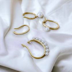 イヤーカフ パール 18K ゴールド 4点セット アレルギー対応 イヤーカフス 大きめ レディース 仕事 プレゼント 7枚目の画像