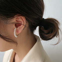 耳夾珍珠 18K 金 4 件組金屬過敏兼容耳夾大號大號女士 第4張的照片