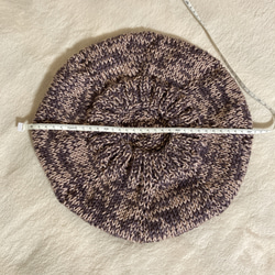 ニット帽　ピンクパープル　手編み　ベレー帽　男女兼用　1年中着用可能　おしゃれ 6枚目の画像