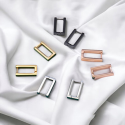 フープピアス サージカルステンレス シンプル スクエア 長方形 ライン 両耳 6枚目の画像