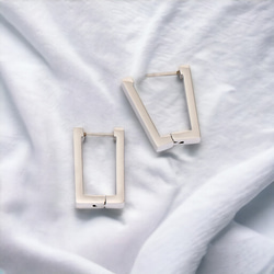 フープピアス サージカルステンレス シンプル スクエア 長方形 ライン 両耳 8枚目の画像