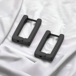 フープピアス サージカルステンレス シンプル スクエア 長方形 ライン 両耳 7枚目の画像