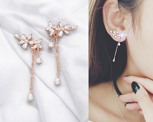 Florere スタッドピアス, フラワー, ピンク, ゴールドトーン