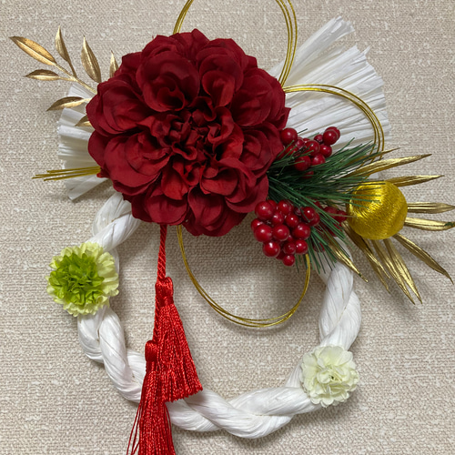 超早割お正月2026 お正月飾り しめ縄飾り アーティシャルフラワー大輪