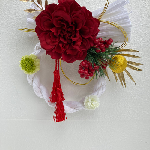 超早割お正月2026 お正月飾り しめ縄飾り アーティシャルフラワー大輪