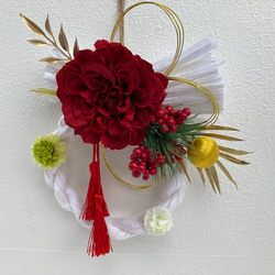 超早割お正月2026 お正月飾り しめ縄飾り アーティシャルフラワー大輪