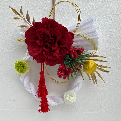 超早割お正月2026 お正月飾り しめ縄飾り アーティシャルフラワー大輪