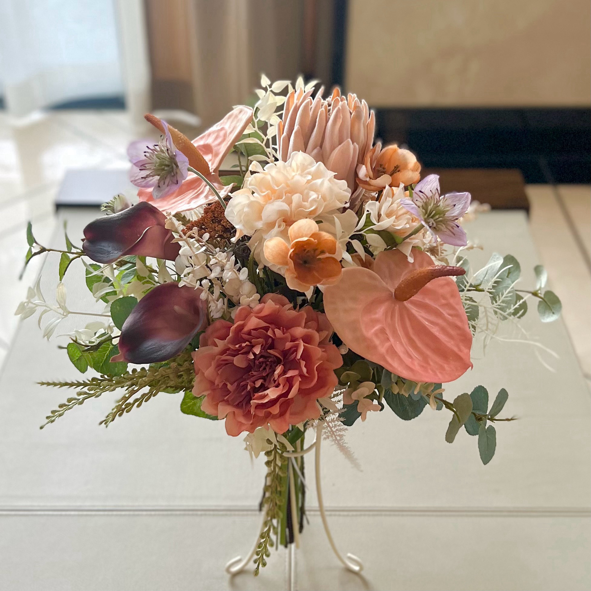 テラコッタ♡オレンジ♡胡蝶蘭♡ウェディングブーケ クラッチブーケ